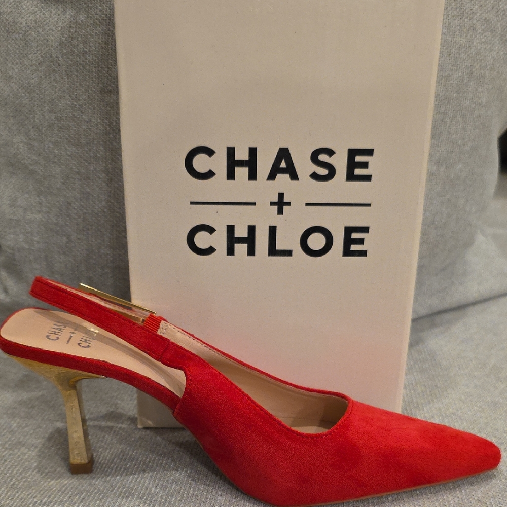 Chase + Chloe Vibrant Red Slingback Heels